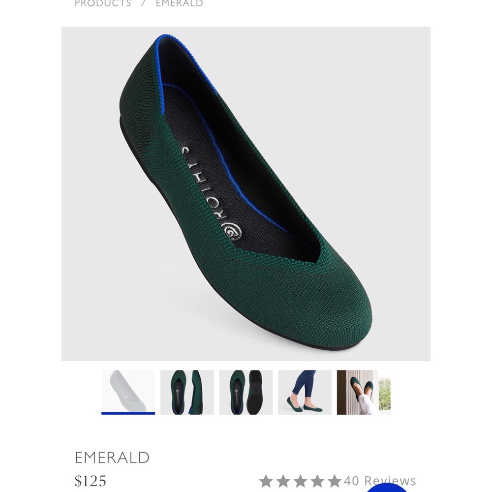 Emerald Green Rothy’s Flats - size 8